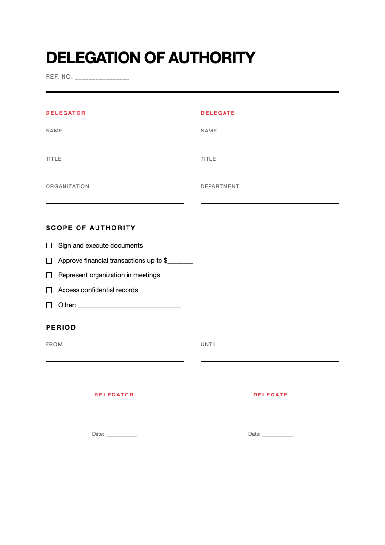 Swiss clean delegation of authority